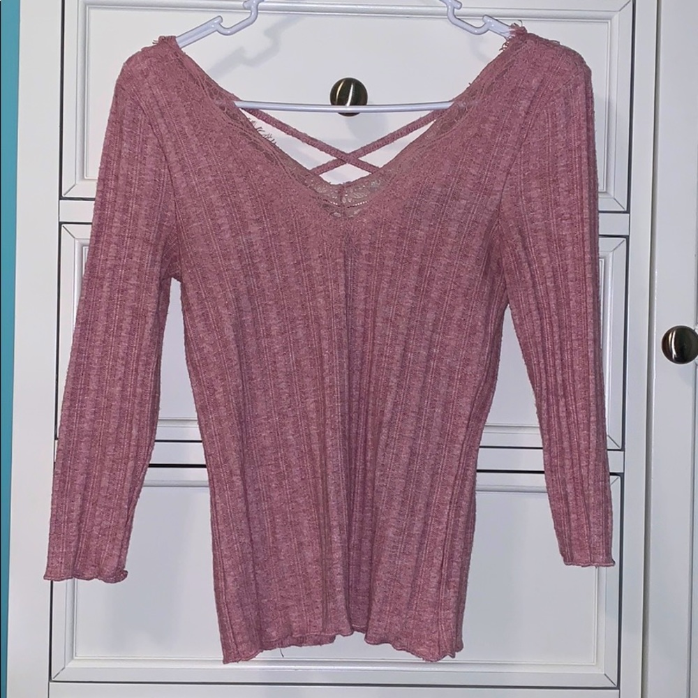 Rue21 quarter sleeve criss cross back top